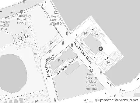Map showing the Springfield rooms at Greater Springfield Specialist Suites, Suite 505, Level 5, 2 Wellness Way, Springfield Central